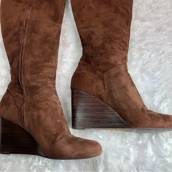 COLE HAAN NIKE WOMENS BROWN SUEDE WEDGE BOOT 9 - Picture 14 of 14